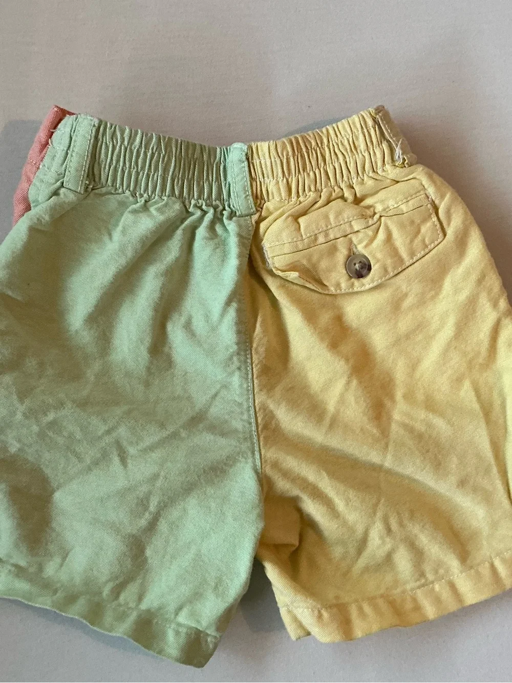 Ralph Lauren Two-Tone Blue and Coral Colorblock Kids Shorts